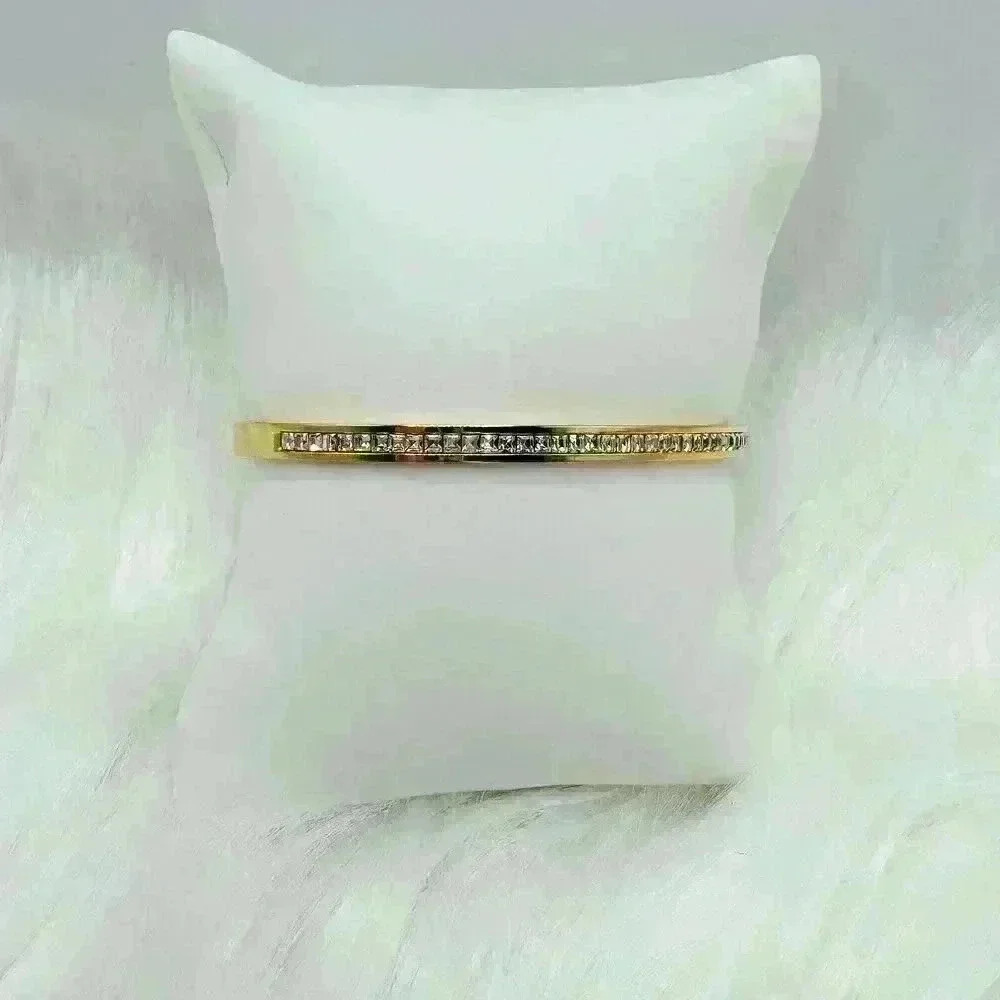 Golden Inlaid Zircon Rhinestones Bangle - Picture 7 of 8